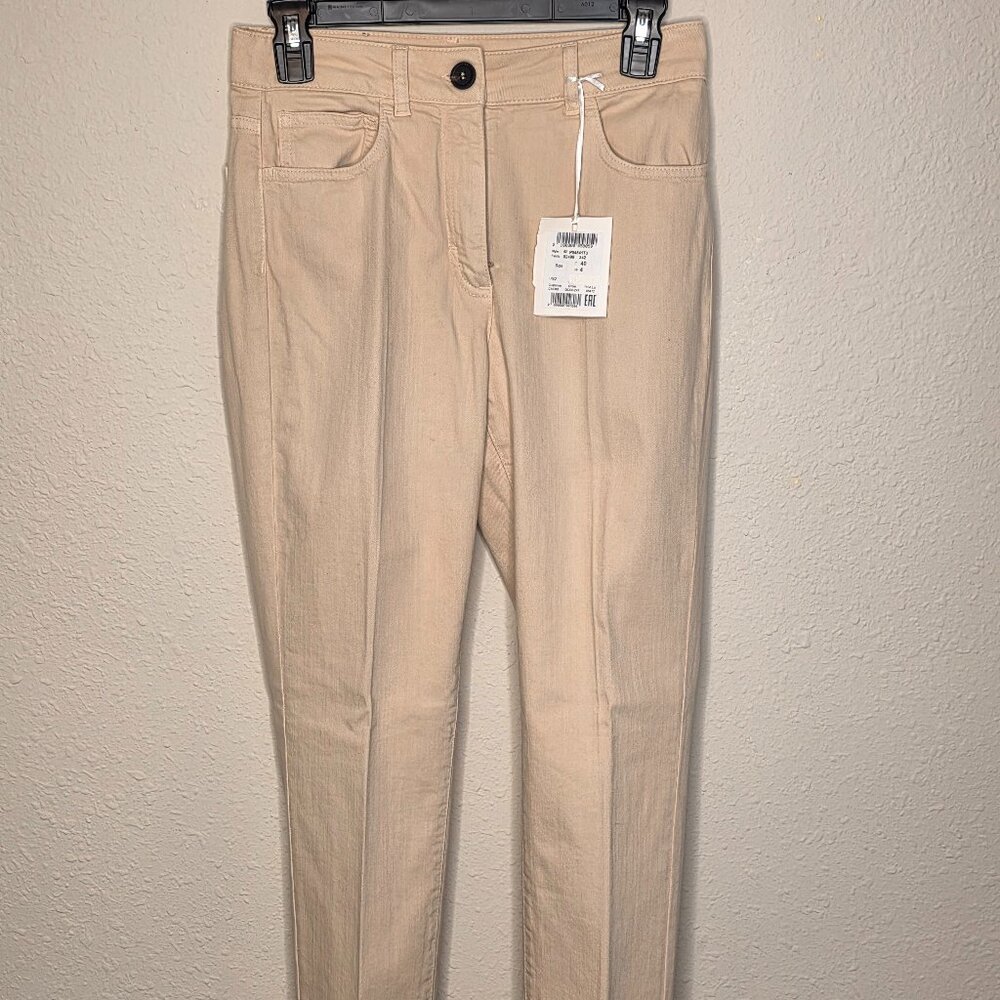 NWT Peserico Women's Straight Leg Beige Pants, Size 4